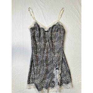 Victoria's Secret Black and White Leopard Print Babydoll Nightgown, size M